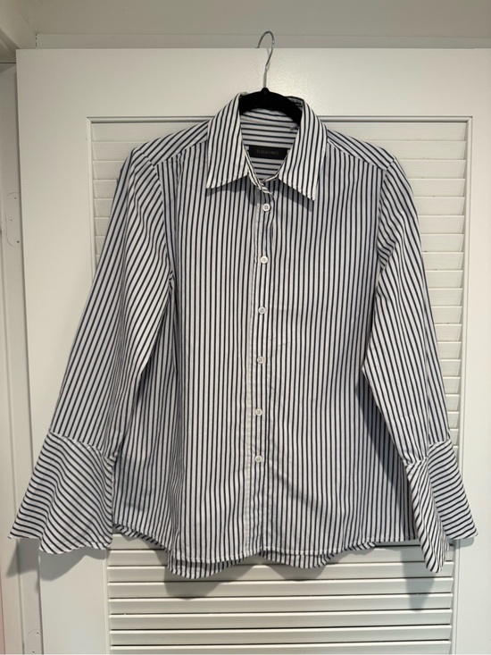 Elena Miro Tops - Elena Miro Striped Button Down Long Sleeve Shirt Bell Cuff Sleeve Size 6